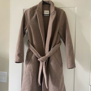 Abercrombie & Fitch Women’s Tan Wool Blend Belted Dad Coat Size XSmall Petite